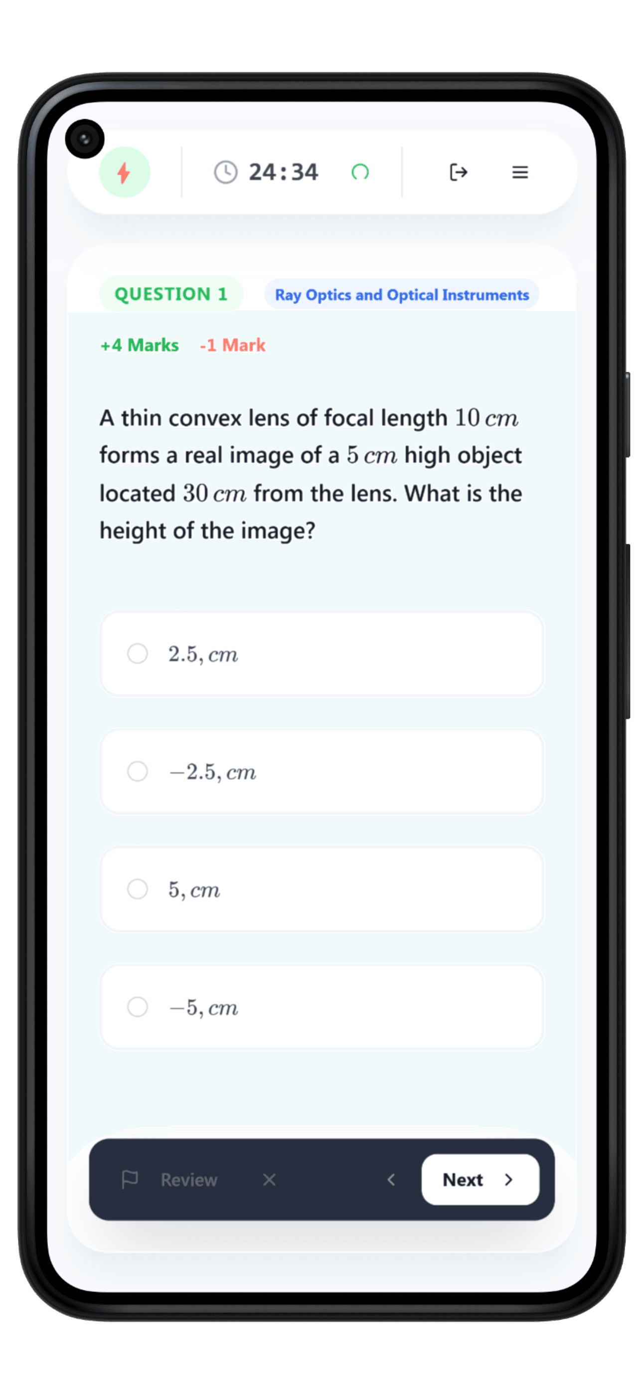 ELINA mock test on mobile