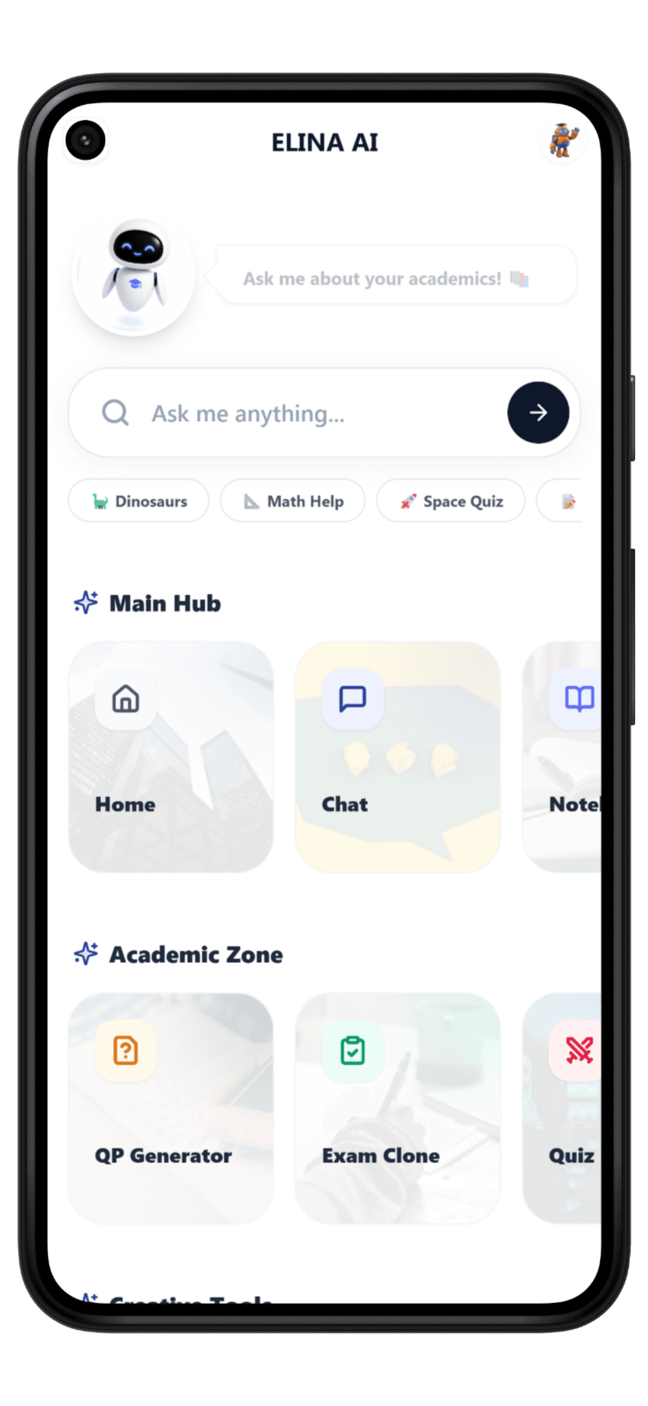 ELINA AI mobile student home